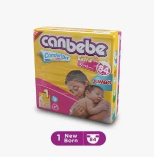 Canbebe Baby Diaper Jumbo Newborn Size 1 (2-5kg) 84 Pieces
