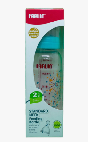 Farlin Glass Feeding Bottle (Pink-Blue-Green) (4oz) 1 Unit