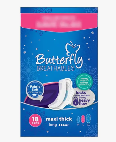 Butterfly Breathables Maxi Thick Long Net Mesh (Value Pack) 18 Pieces