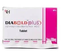 Diabold Plus Glimepiride + Metformin HCI (2mg + 500mg) 30 Tablets
