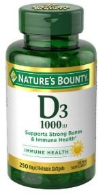 Nature's Bounty D3 25mcg (1000IU) 250 Pieces